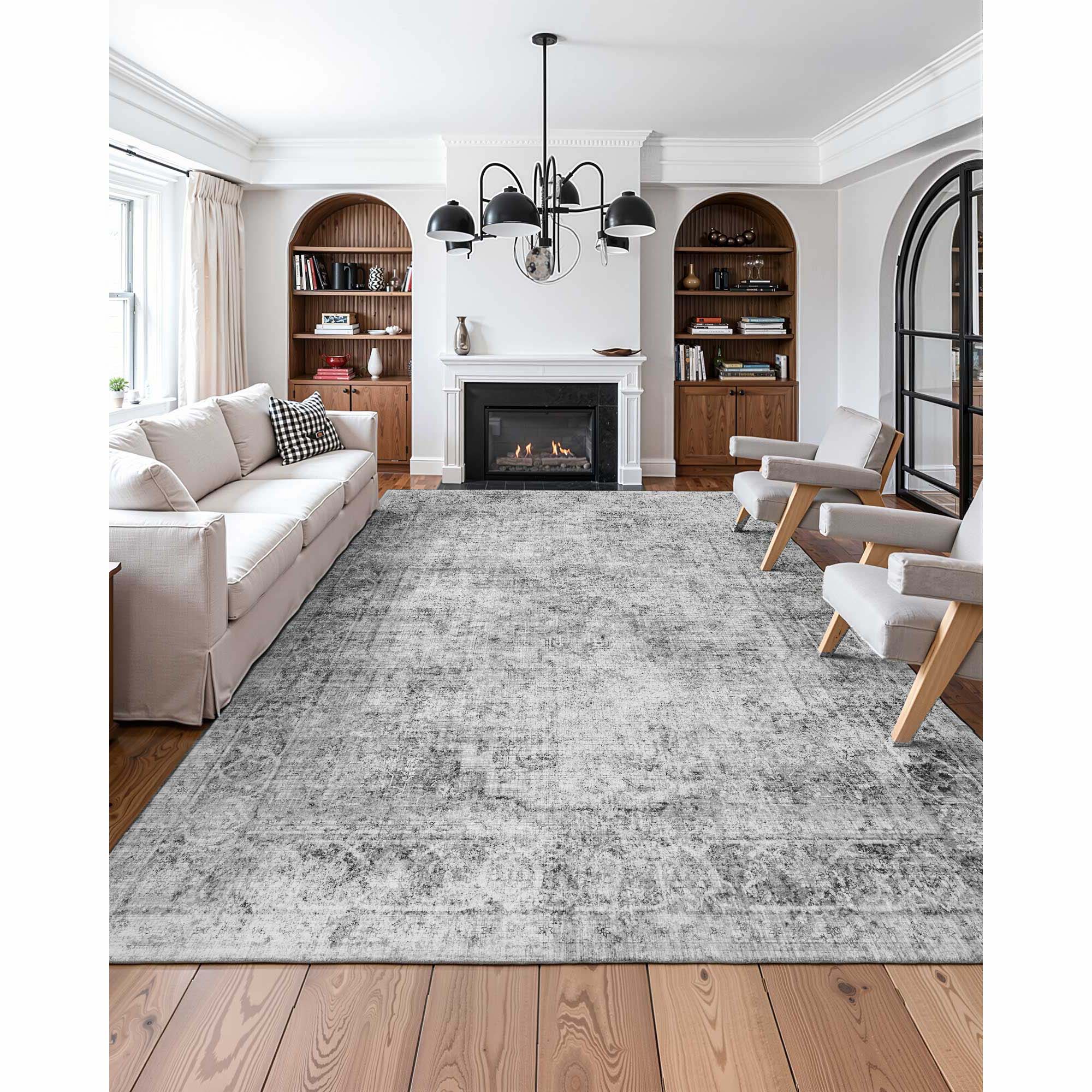 Tapete SucceBuy para sala de estar, 2,7 x 3,7 m, grande, lavável e antiderrapante, com pelo curto e denso, resistente a riscos de animais de estimação - 2