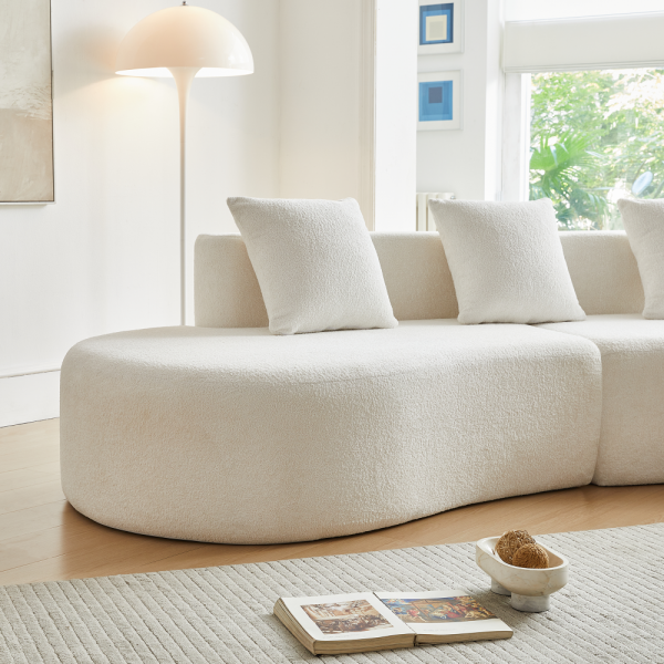 Divano Sezionale Curvo Moderno, Divano 3 Posti, Confortevole e Elegante per Soggiorno, Appartamento, Arredamento Casa, Montaggio Facile - 2