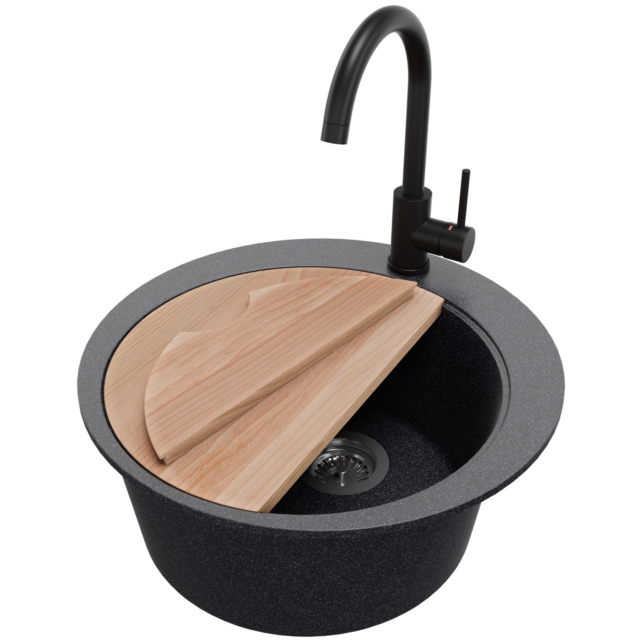 PRIMAGRAN Fregadero Cocina Grafito 88x50cm, Fregadero Granito 1 Seno + Sifón + Tabla De Cortar Fregadero Sobre Encimera Al Mueble 90cm Oslo 95484716