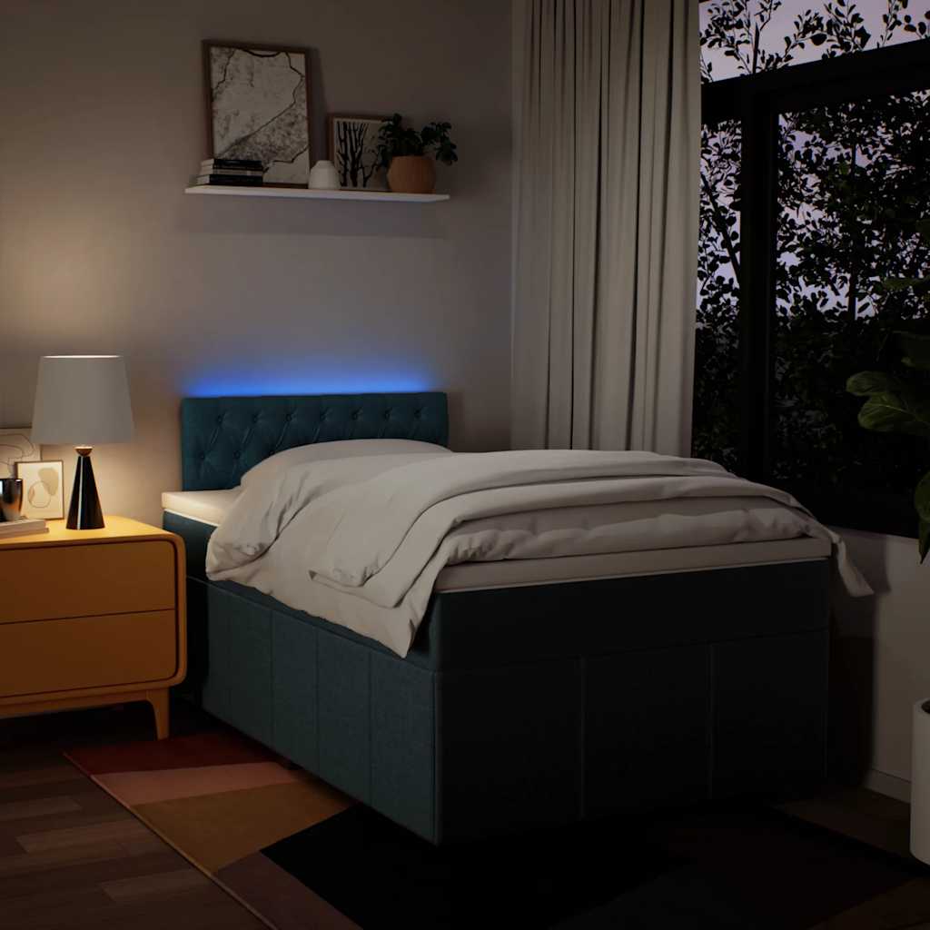 Maison Exclusive - Sommier à lattes de lit avec matelas Bleu 120x200 cm Tissu - 5