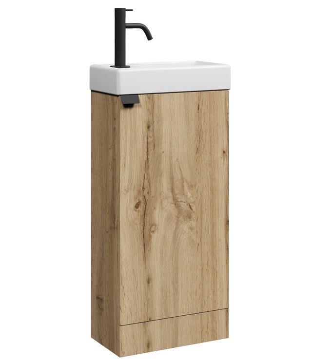Meuble Lave-mains Orion 40 x 22 cm - Chêne clair - Meuble lavabo avec vasque