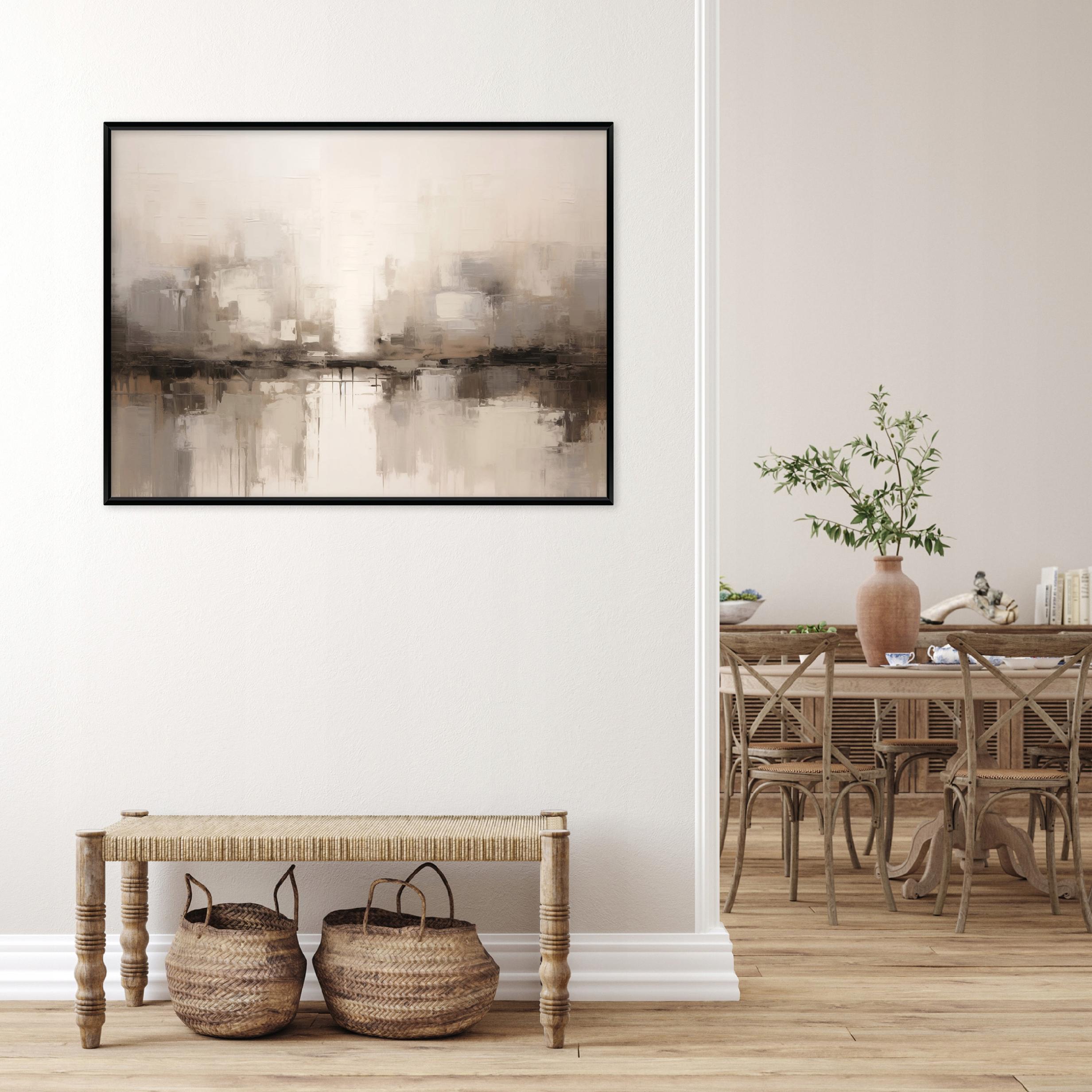 Tableau avec cadre Impression Sur Toile Abstrait Beige Boh - 120x80 cm - Tableau avec cadre Chambre et salon - 2