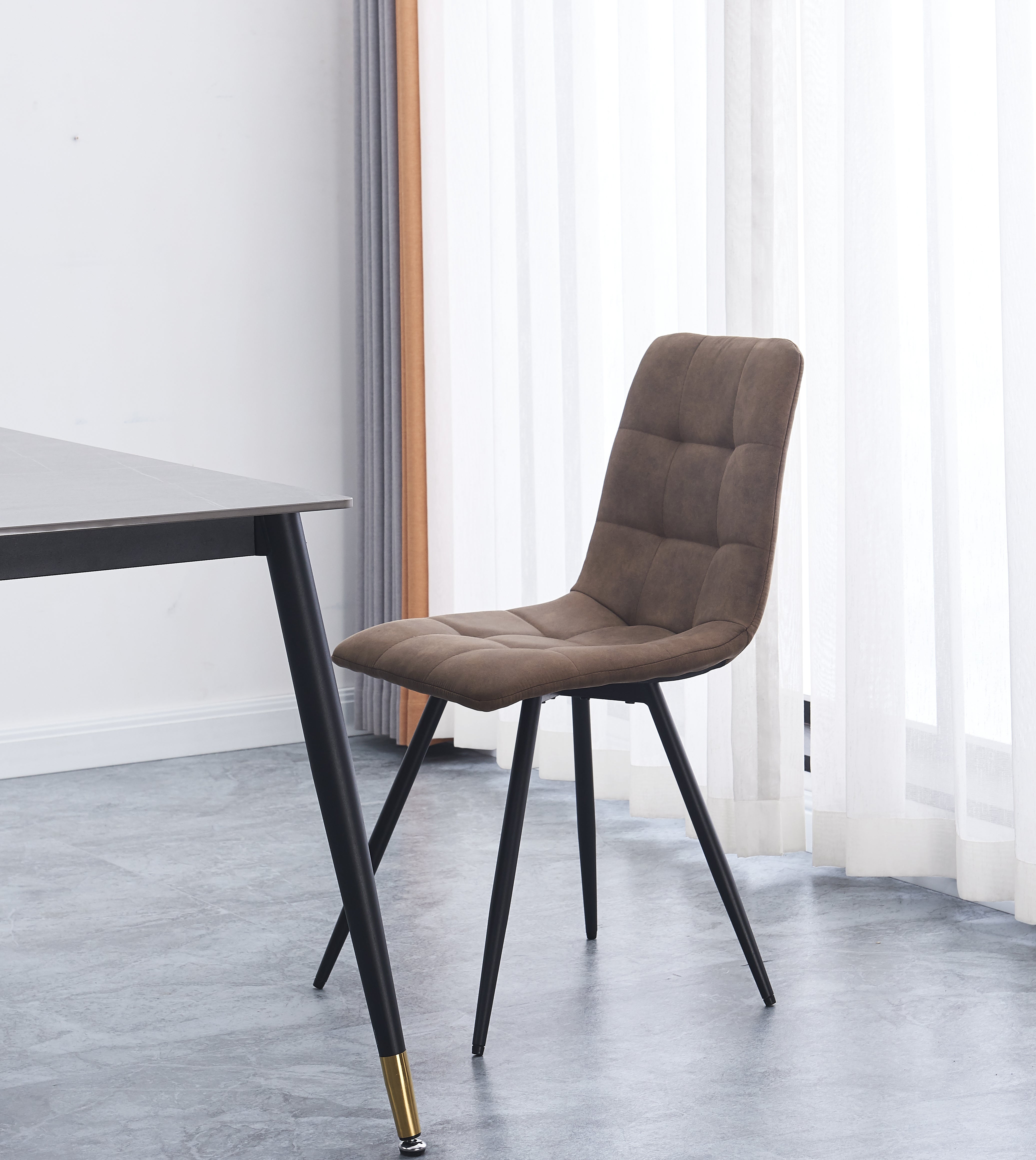 Nordlys Set sedie scandinave in acciaio e tessuto marrone