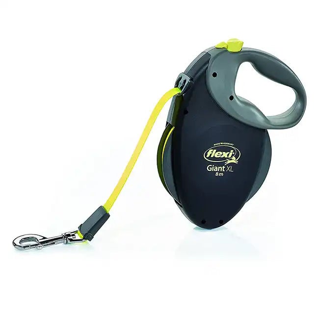 Correa extensible flexi Giant con cinta de 8 m - Negro y amarillo neón L