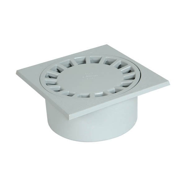 NICOLL Siphon cour 20x20 sorties 80/90 gris clair