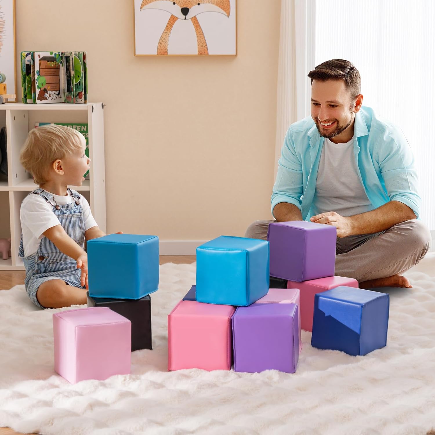 Module Motricité Bébé en Mousse EPE 12 PCS, Surface Imperméable PU, Bloc de Constructions en Mousse avec Couture Renforcée, Intérieur - 7