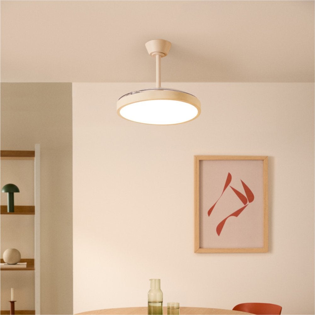 CREATE - WIND CLEAR STUDIO - Wentylator sufitowy 40W cichy z chowanymi łopatkami i oświetleniem LED, różne rozmiary -