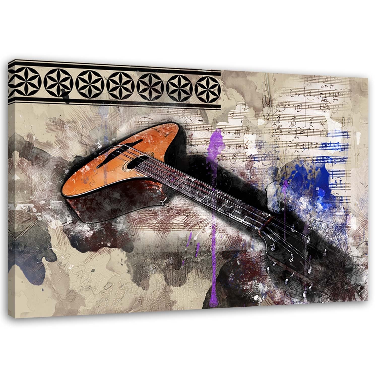 Obraz na płótnie, Gitara abstrakcja retro 100x70
