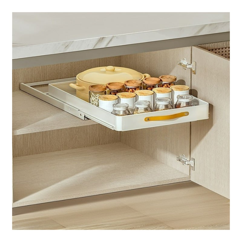 Kosz kuchenny do szuflady, półka do przechowywania przypraw i naczyń, organizer przesuwny, biały, 41*48 cm