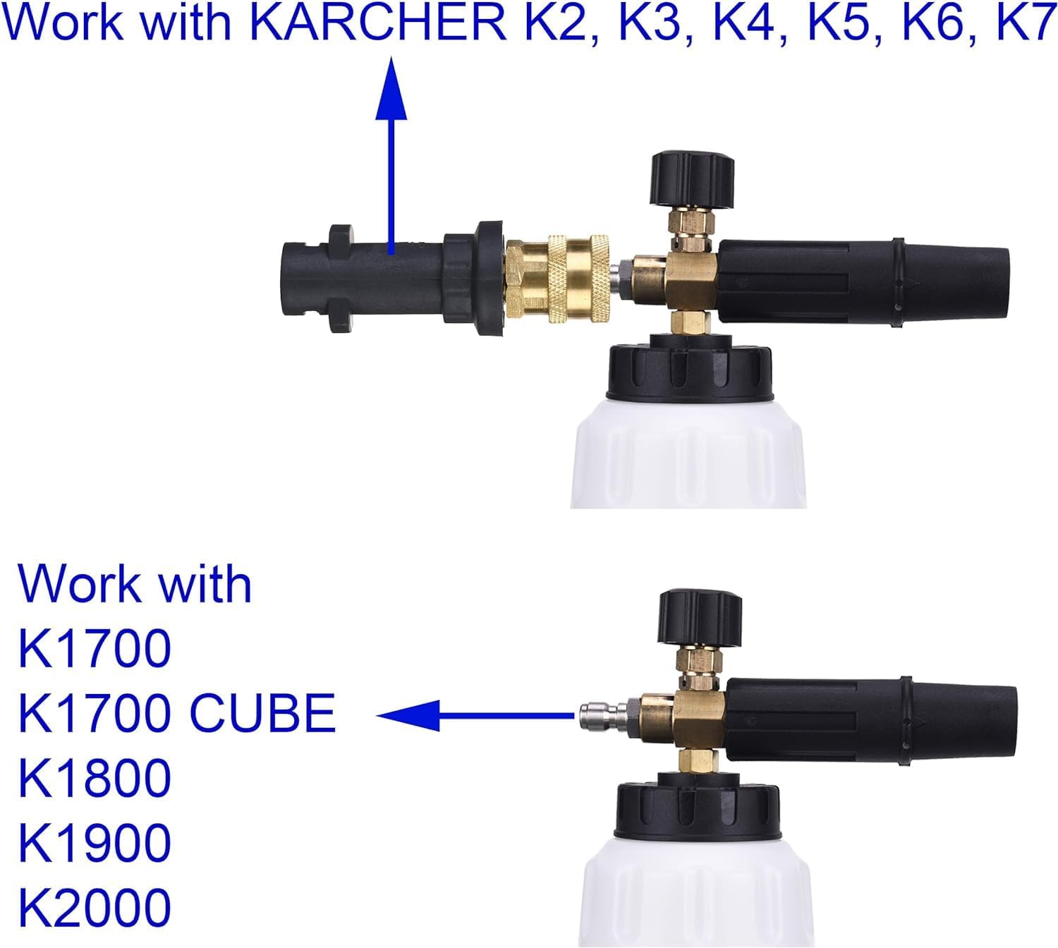 Accessoires pour nettoyeur haute pression, canon à mousse et buses, avec 5 buses, raccords rapides 1/4 pouce - 2