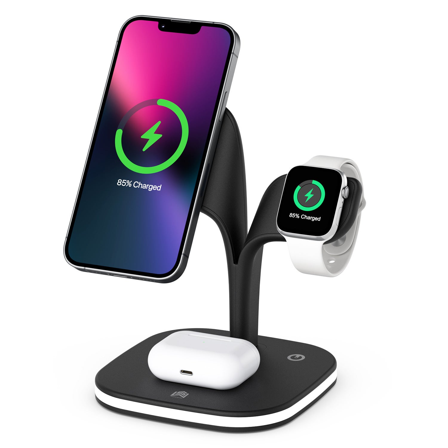 Magnetyczna ładowarka bezprzewodowa MagSafe 3 w 1, szybka ładowarka MagSafe 15 W do iPhone/12, Apple Watch/AirPods Pro/3, czarna
