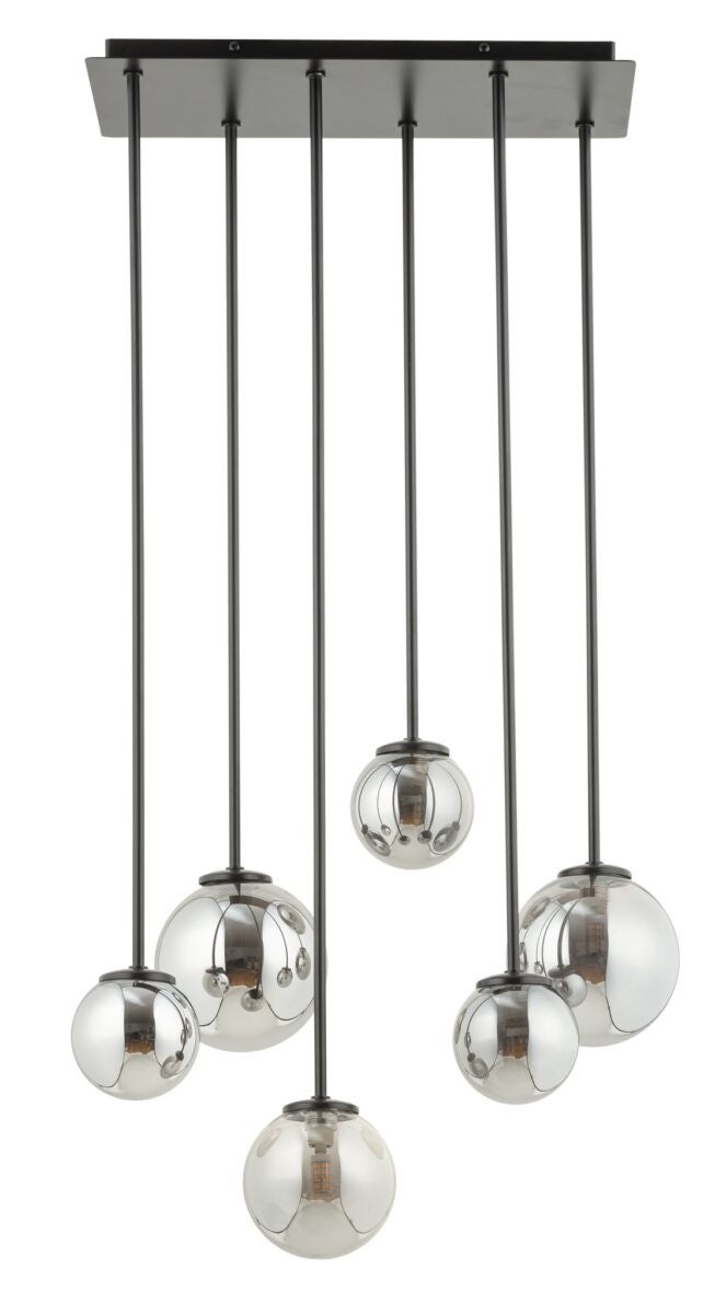 Lampa wisząca Tulia czarno-szara 6xG9x12W dekoracyjna wym: 90 x 42 x 19 cm szkło SIGMA