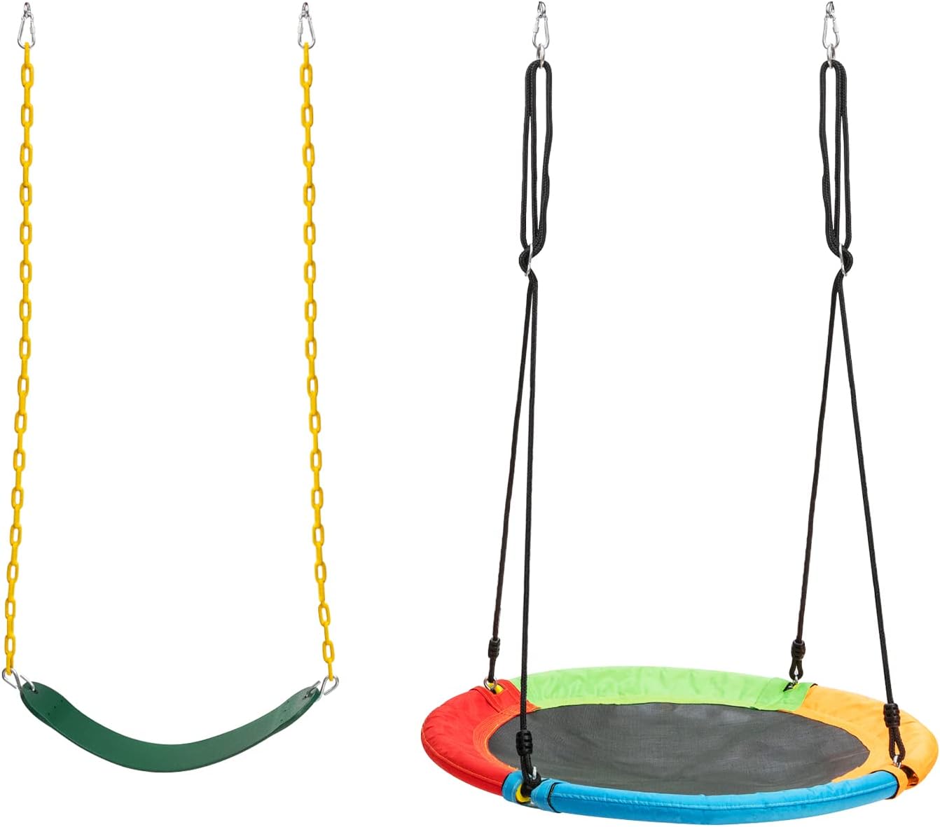 Elastyczna huśtawka dziecięca/huśtawka gniazdowa, 2-częściowy zestaw, obciążenie do 150 kg, huśtawka deska, deska bujana do ogrodu (2 huśtawki)