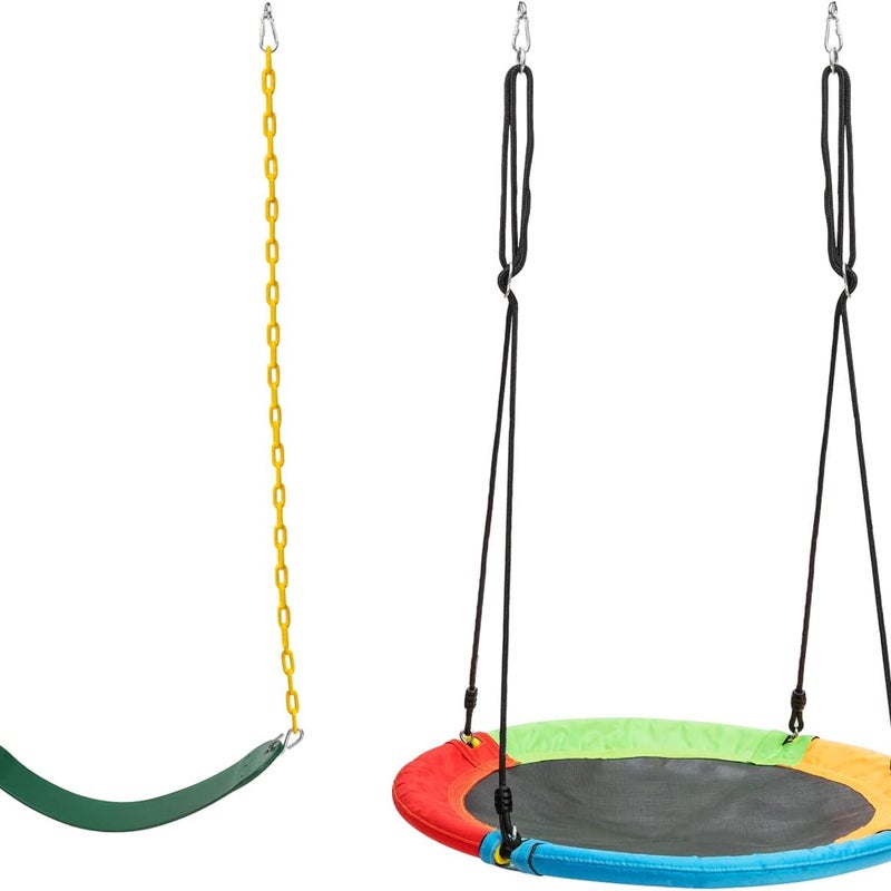 Elastyczna huśtawka dziecięca/huśtawka gniazdowa, 2-częściowy zestaw, obciążenie do 150 kg, huśtawka deska, deska bujana do ogrodu (2 huśtawki)