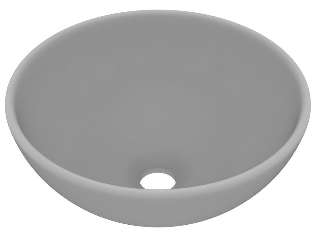 Lavabo da bagno rotondo di lusso lavabo diametro 32,5 cm in ceramica grigio chiaro opaco 02_0002713 - 6