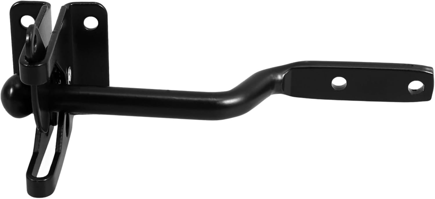 Samoblokujący zatrzask, automatyczny drążek grawitacyjny, 144 mm, odpowiedni do bram i zasuw ogrodzeniowych z drewna, stali, czarny.
