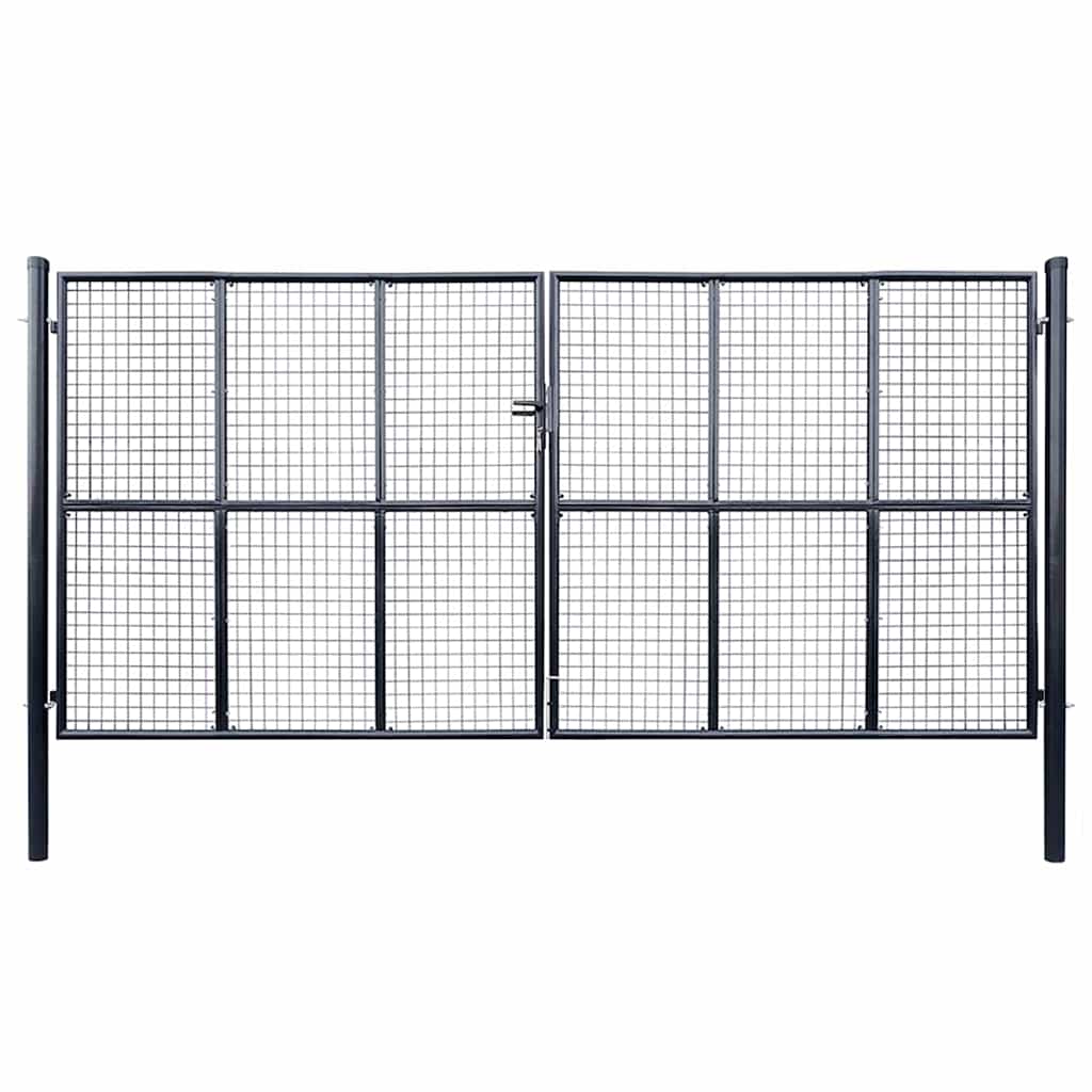 Vidaxl Puerta De Jardín De Malla Acero Galvanizado 400 X 175 Cm Gris , Leroy Merlin