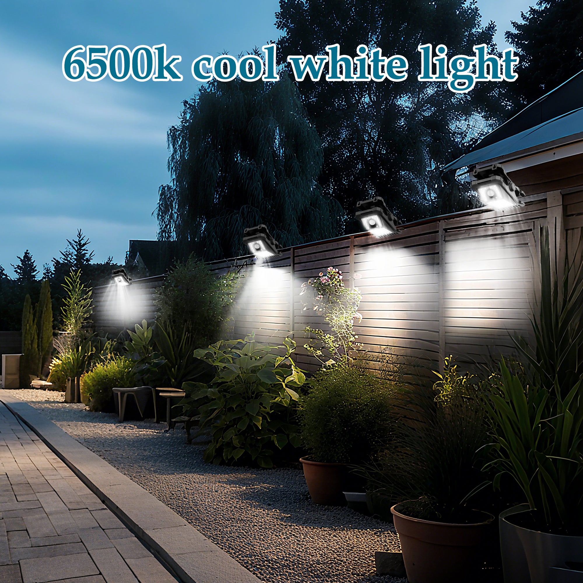 LUXEN Luces Solares con Clip para Exterior, Sensor de Movimiento, 6500K Luz Fría, Luz de Seguridad con Carga USB - 4