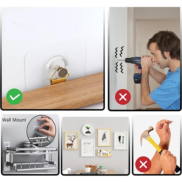 10 pièces Accroche Tableau Sans Percer, Fixation Cadre Adhesif Languette Accroche Crochet Cadre - 3