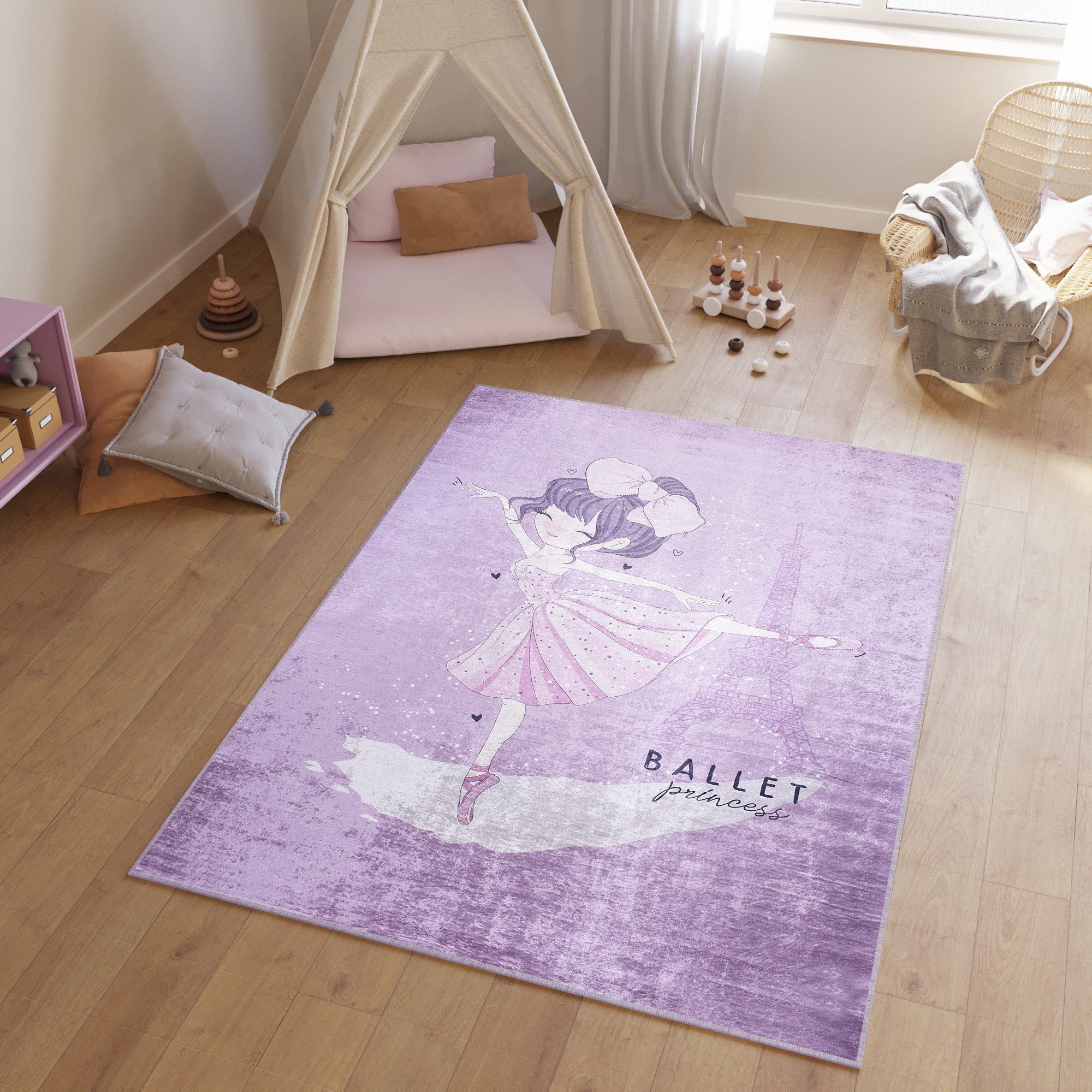 HOMESCAPES Tappeto In Ciniglia 100% Cotone A Righe – Morbido E Lavabile, 60x100 Cm (Rosa, Viola, Grigio)