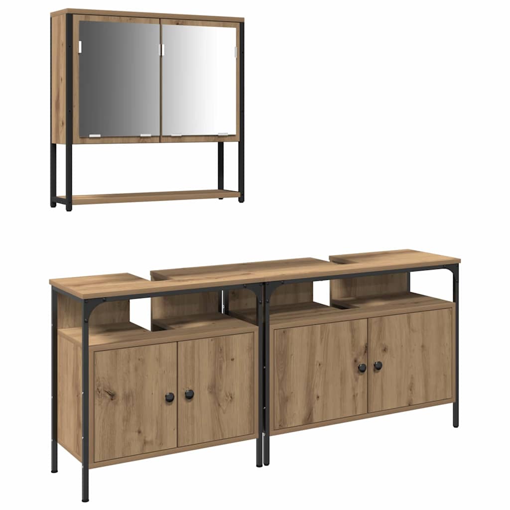 Juego de muebles de baño 3 pcs marrón 80 x 30 x 60 cm
