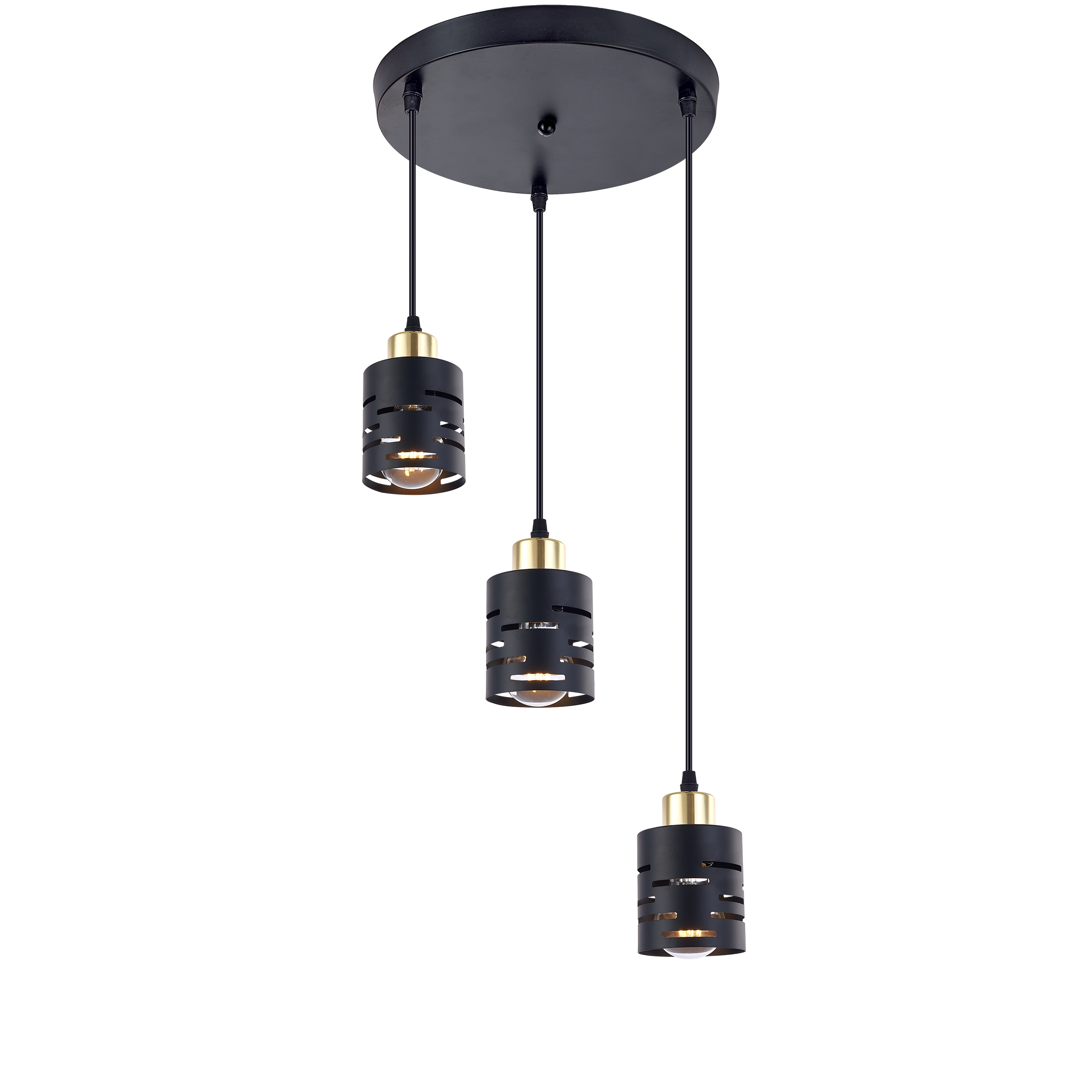 Lampa wisząca sufitowa 3x E27 LED Elen IP20 100cm okrągła czarna złota MasterLED