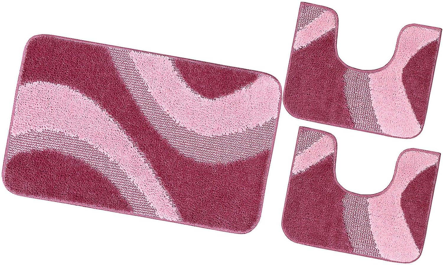 Zestaw 3 Fioletowy Dywaników Shaggy 3D łazienkowych Girowater Miękki Chłonny Antypoślizgowy