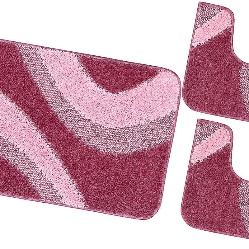 Zestaw 3 Fioletowy Dywaników Shaggy 3D łazienkowych Girowater Miękki Chłonny Antypoślizgowy