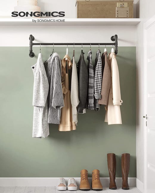 Perchero de pared industrial para ropa, percha ahorra espacio