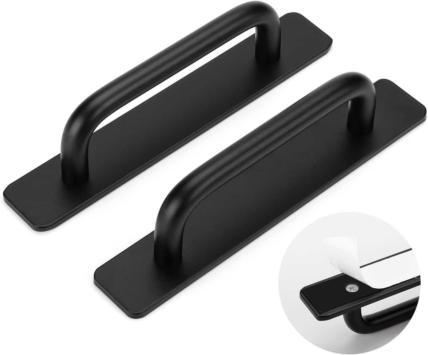 Kuchenne Uchwyty Meble Samoprzylepne 2 szt. – Czarny Aluminium 148mm – Do Drzwi Przesuwnych