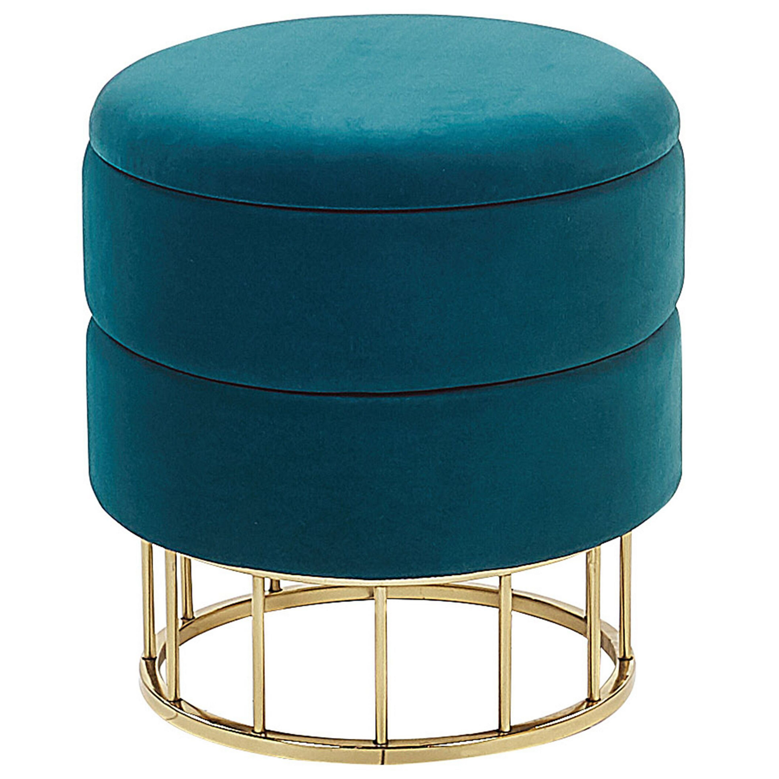 Beliani Puf Con Almacenaje Elgin Terciopelo Azulado 37 Cm 37 Cm 42 Cm Verde , Leroy Merlin