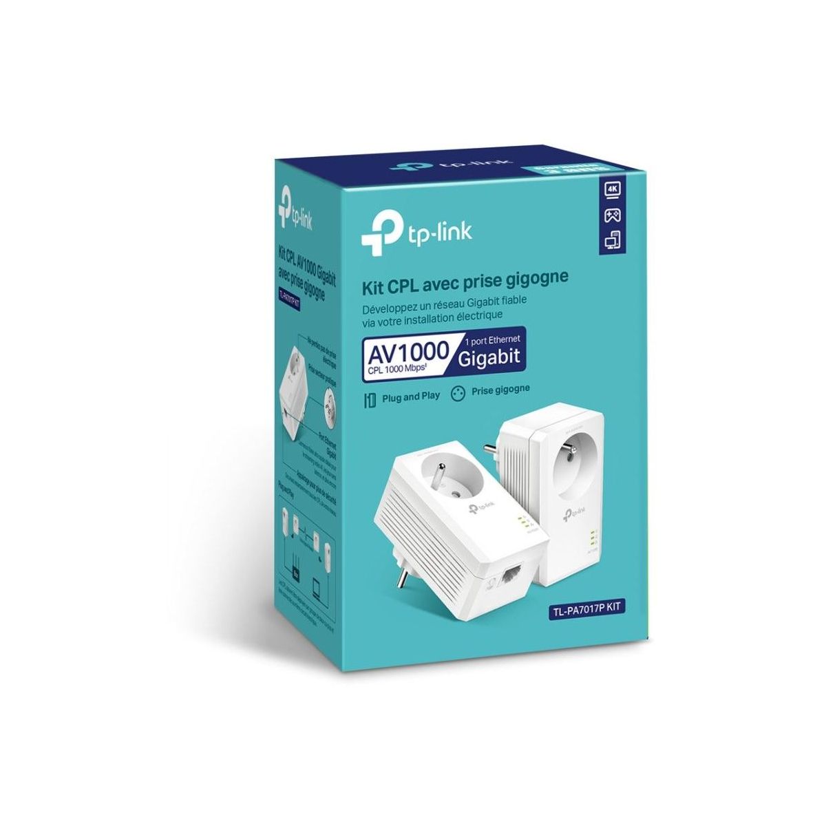 CPL Filaire TP-LINK TL-PA7017P KIT AV1000 mbps pack de 2 - 8