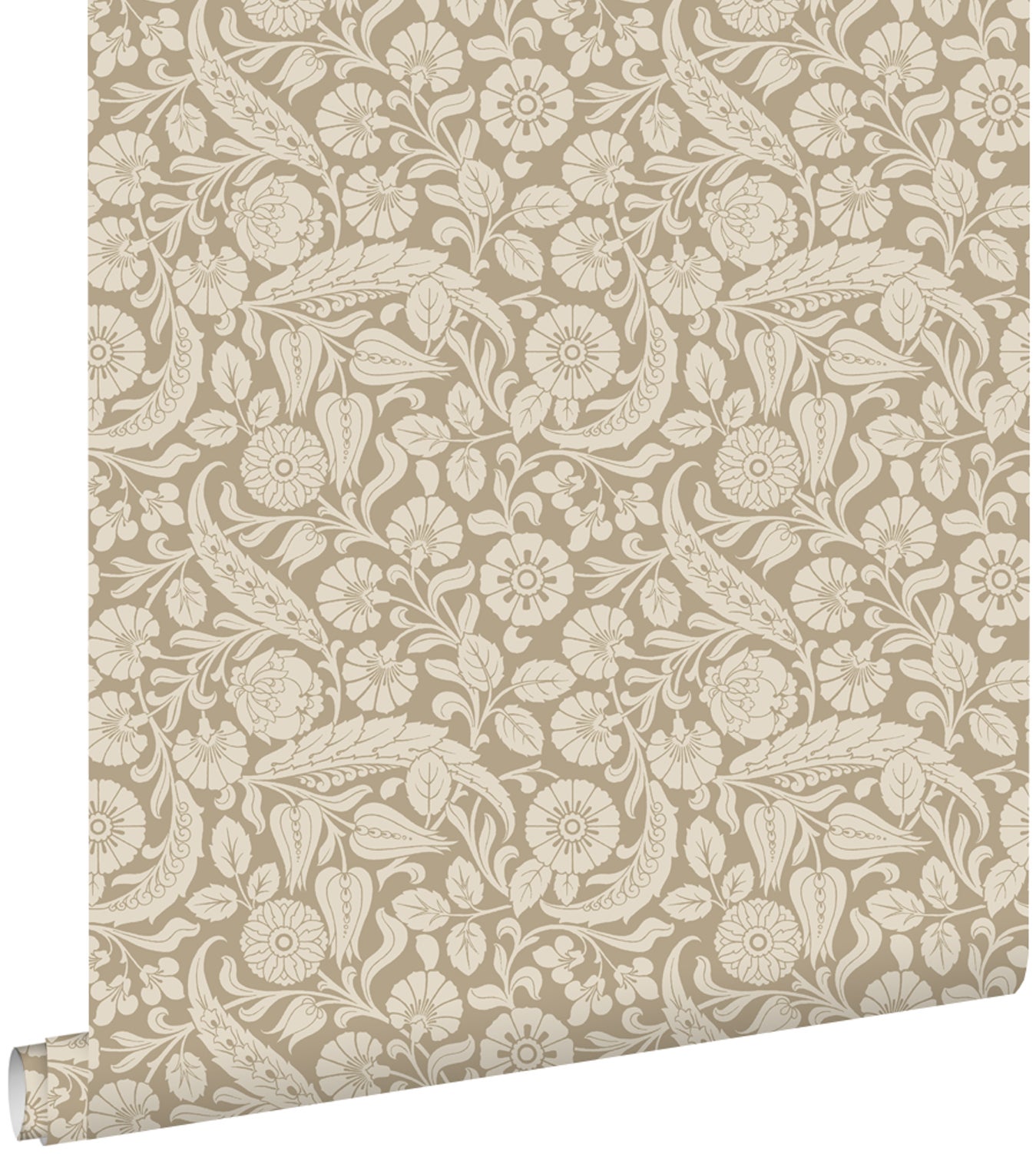 Tapeta kwiatowy wzór ciemny beż - 50 x 900 cm - ESTAHOME