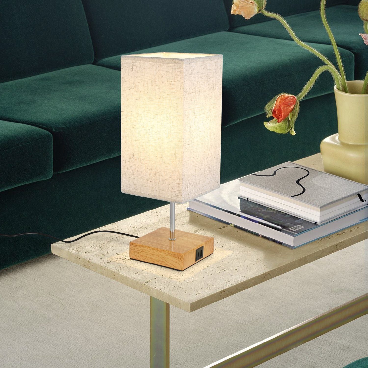 NETTLIFE Lámpara de Mesa Táctil Regulable USB E27 Vintage con Función de Carga con Puerto de Carga USB y Tipo C sin Bombilla - 9