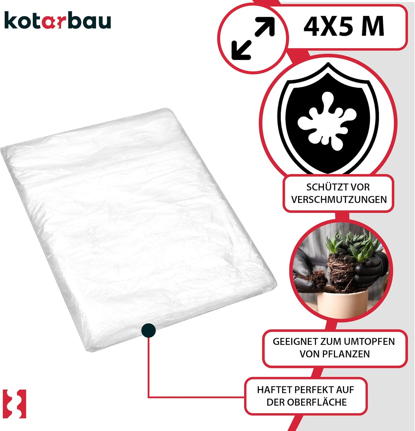 Lotto da 10 teli protezione vernice 4x5 m - 20 m² - film plastico protettivo - KOTARBAU - 6