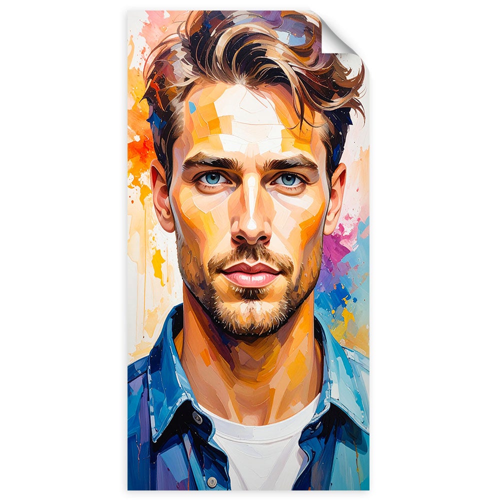 Naklejki samoprzylepne do salonu sypialni, Portret Mężczyzna Model 40x80