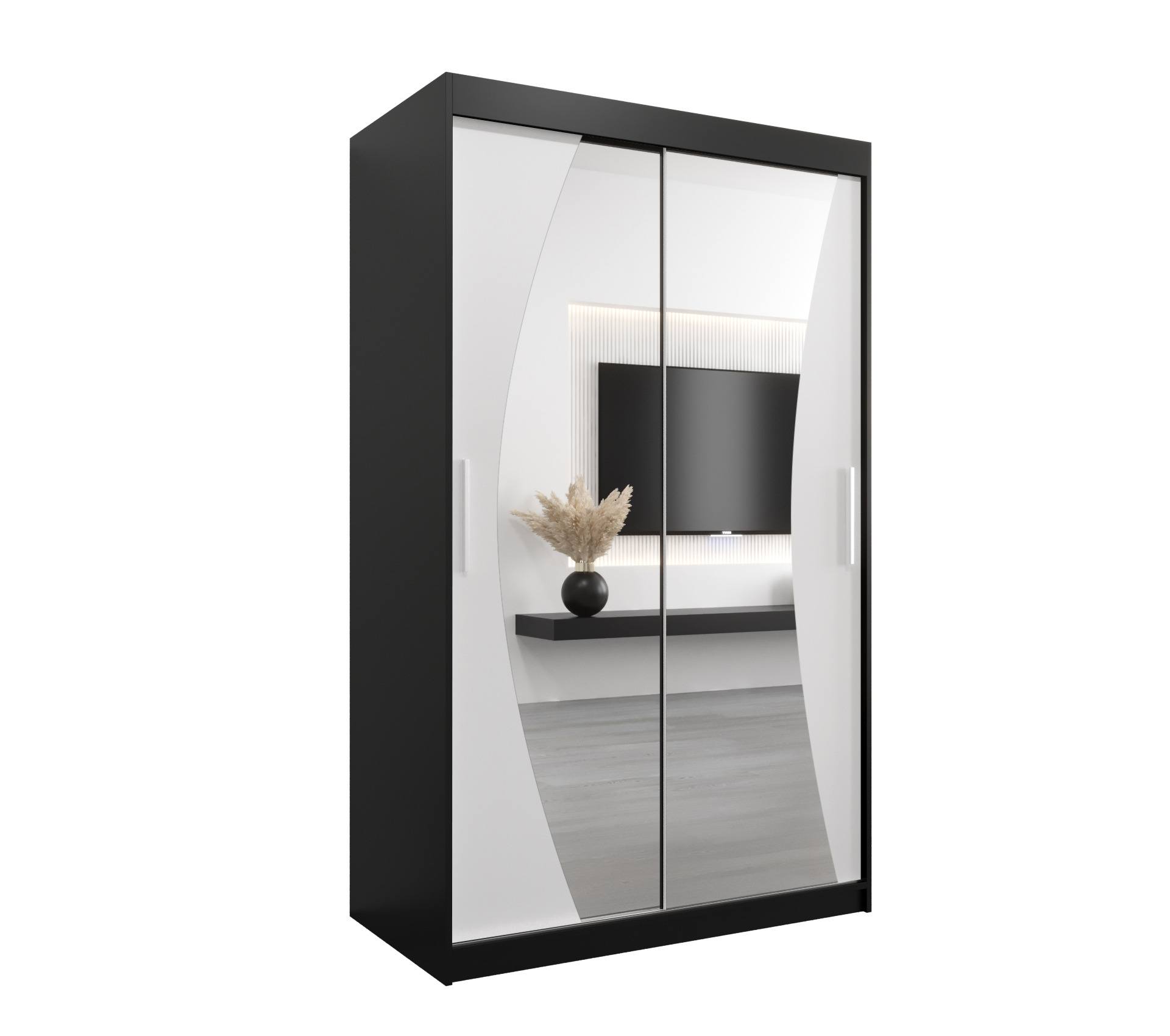 Szafa przesuwna garderoba WAVE 120 x 62 x 200 cm Czarny + Biały - Abiks Meble