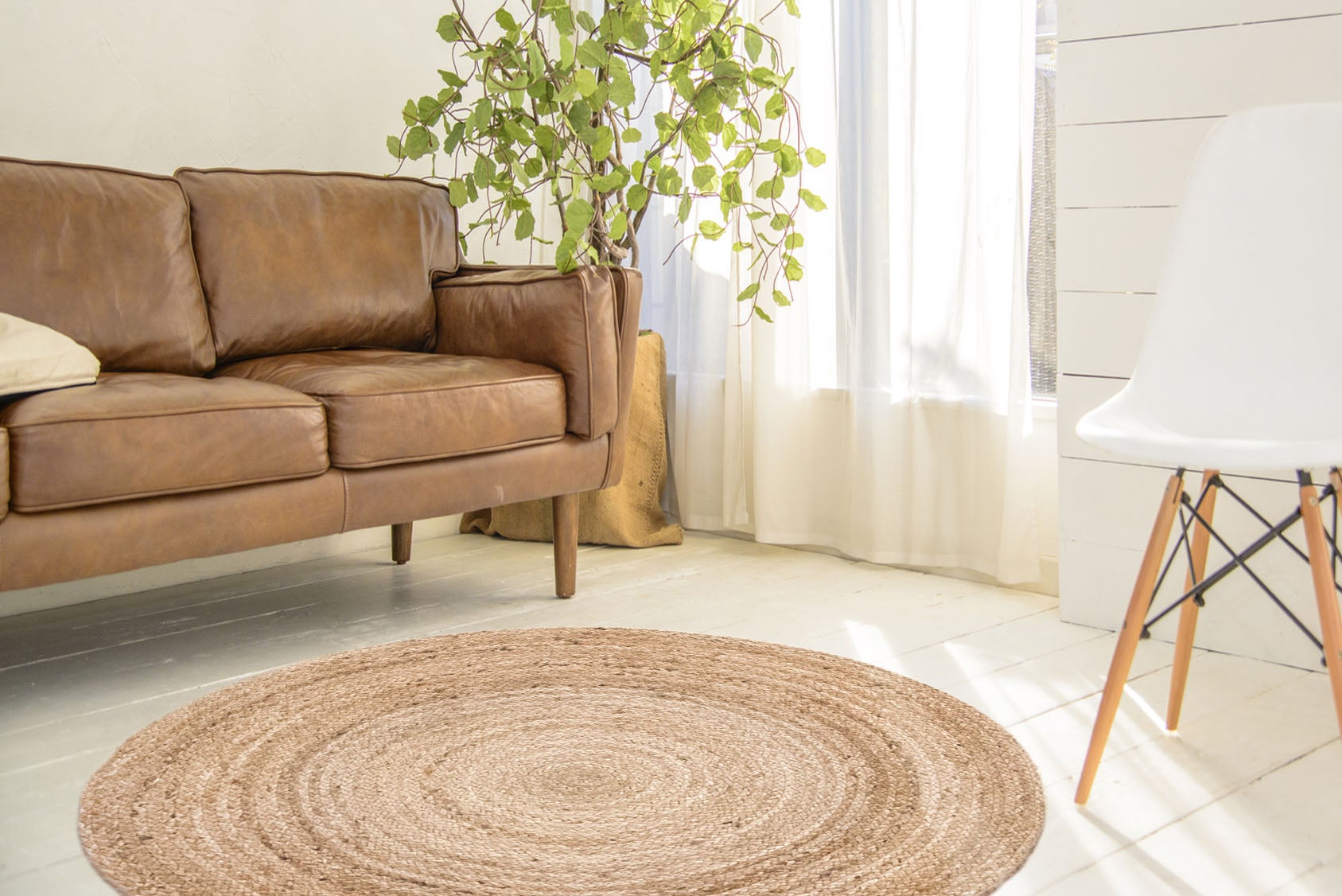 Hamid - Lot de tapis ronds en jute naturel ALHAMBRA 100x100cm - Tapis pour salon, chambre et salle familiale - 8