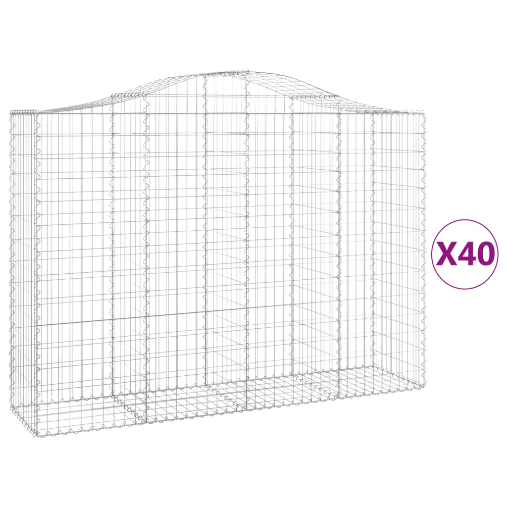 Cestas de gaviones arqueadas 40 piezas 200x50x140/160 cm hierro galvanizado
