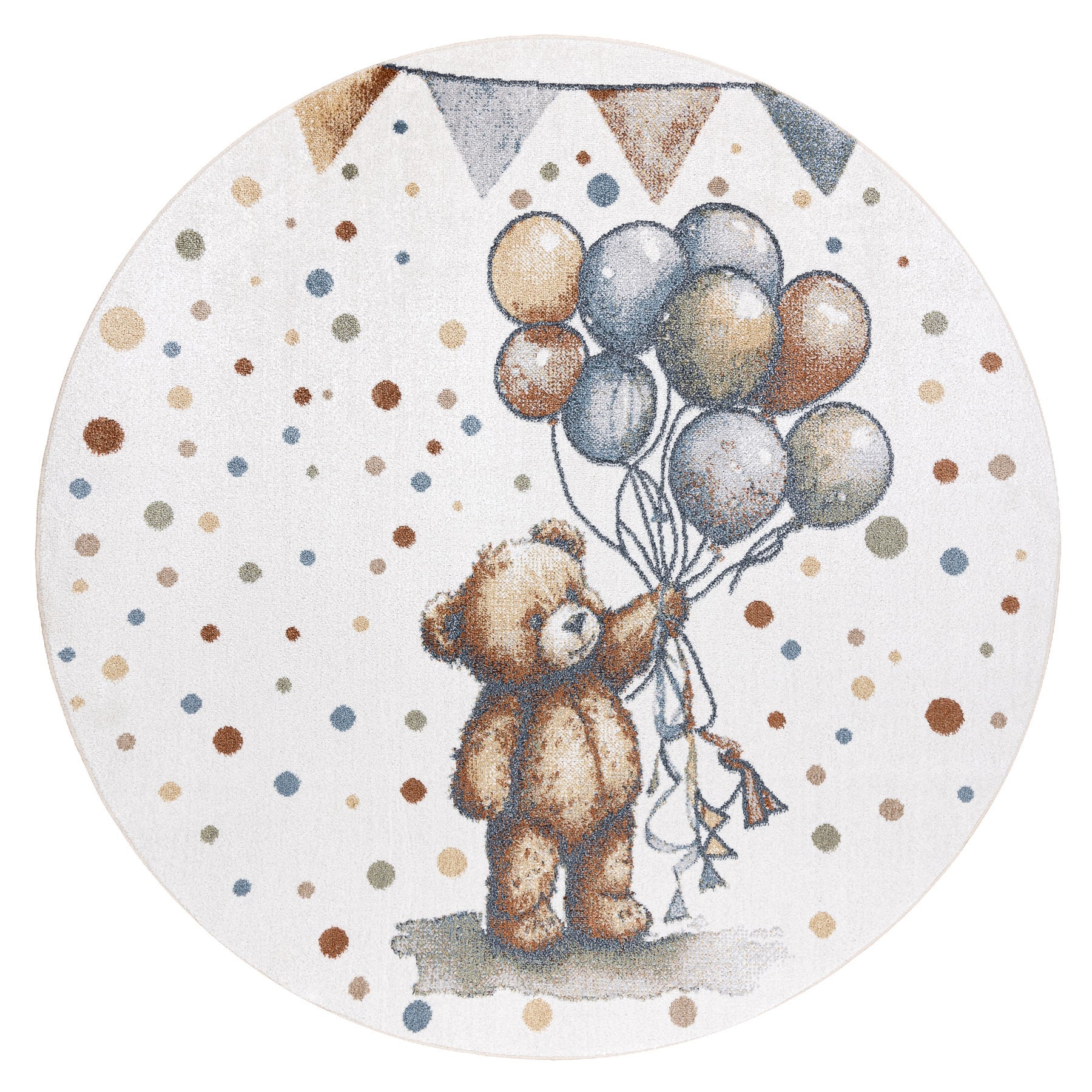 Tappeto BONO 9614 cerchio Orso, palloncini crema / grigio chiaro rotondo 160 cm - 3