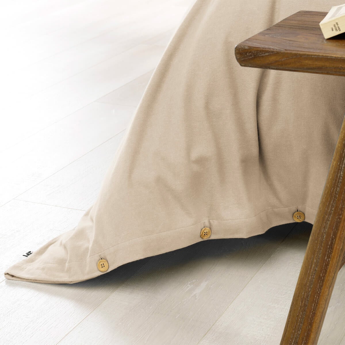 HEDDA - Housse de Couette 200x200cm Flanelle de Coton Coloris Sable - 4