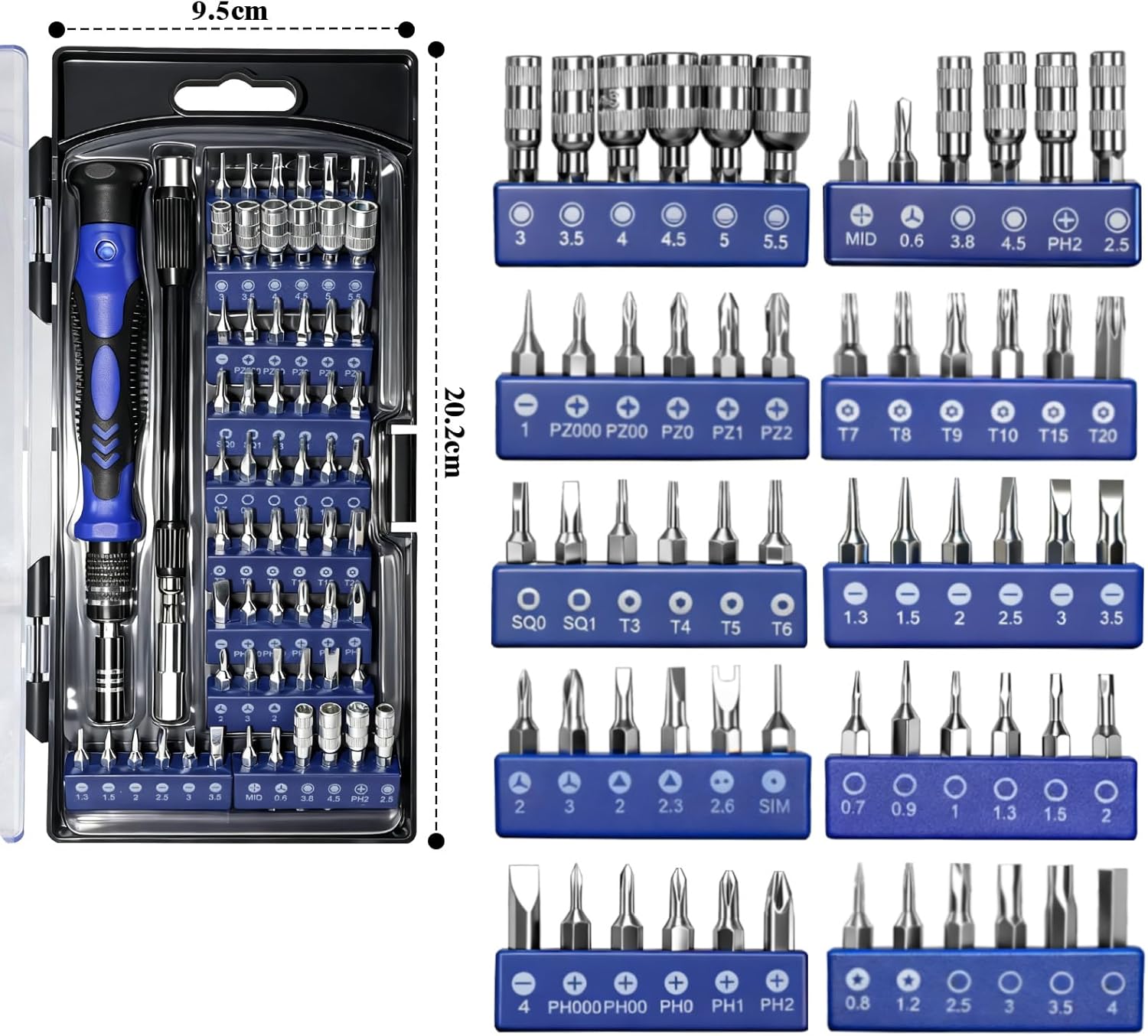 Coffret de tournevis de précision 62 pièces, embouts magnétiques et poignée antidérapante - Kit professionnel pour l'électronique et le bricolage. - 2