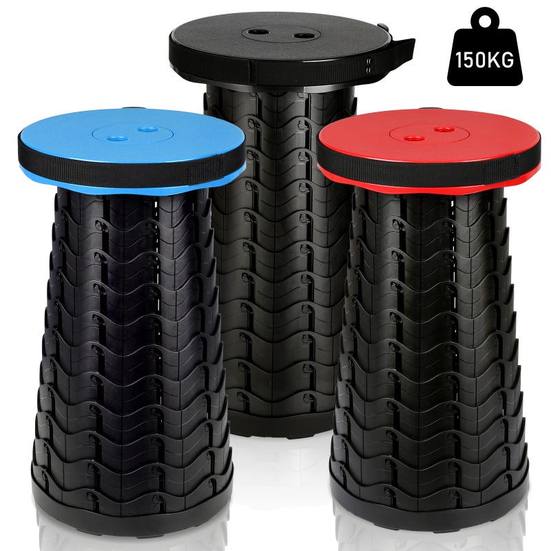 Sgabello Da Campeggio Pieghevole Portatile - Nero, Rosso O Blu - 180kg - Foto 4