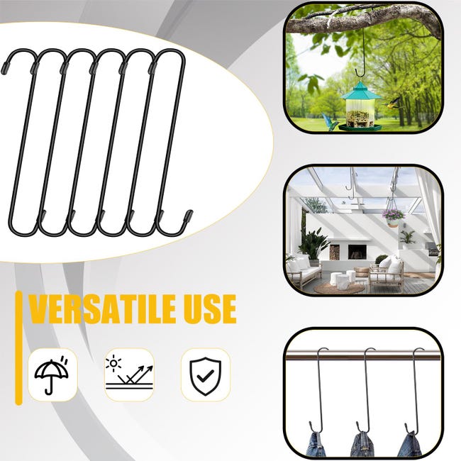 Ganci A S Extra Lunghi 25 Cm - 3 Pezzi Neri Per Piante, Vestiti E Cucina (Interno/Esterno) - Foto 13