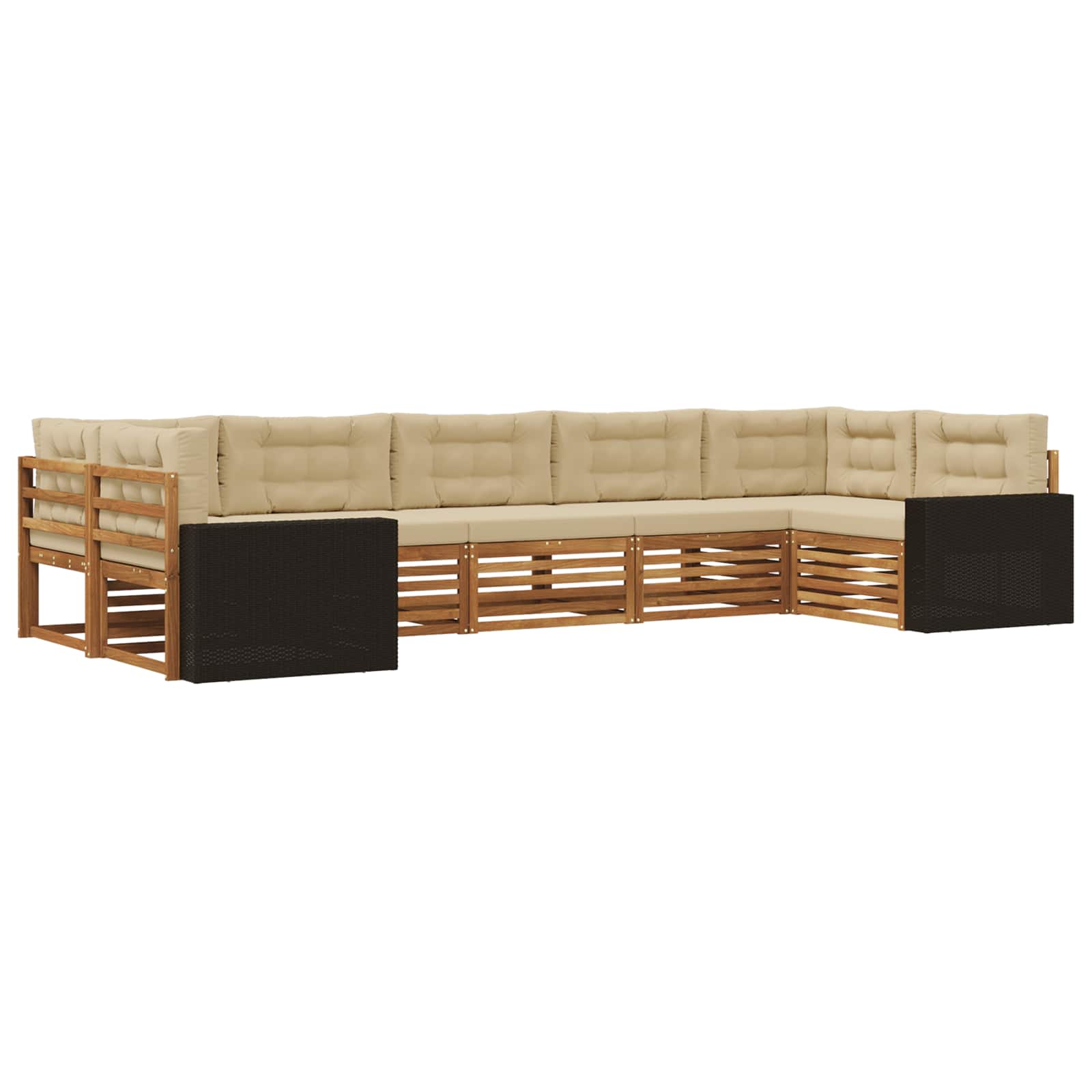 Ensemble de canapés d'extérieur, 7 pièces, naturel et beige, pour la terrasse - 2