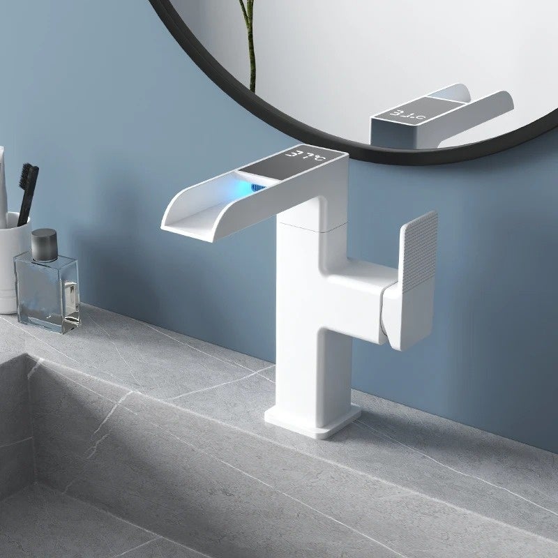 Robinet mitigeur de lavabo avec effet cascade, éclairage LED, affichage ...