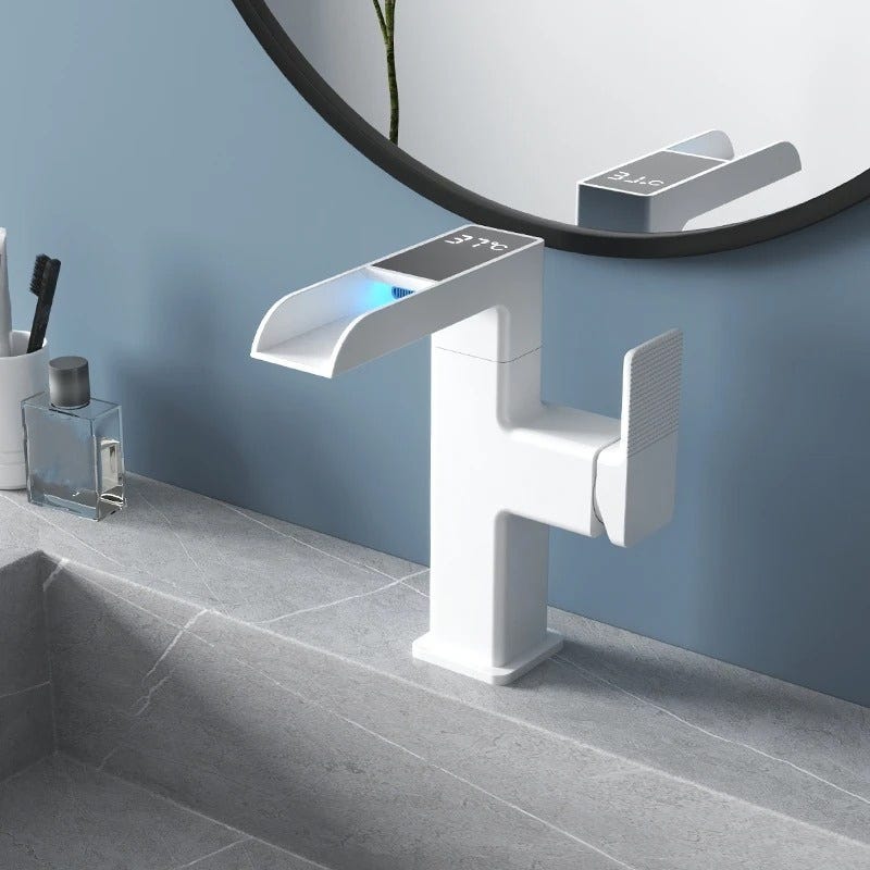 Robinet mitigeur de lavabo avec effet cascade, éclairage LED, affichage ...