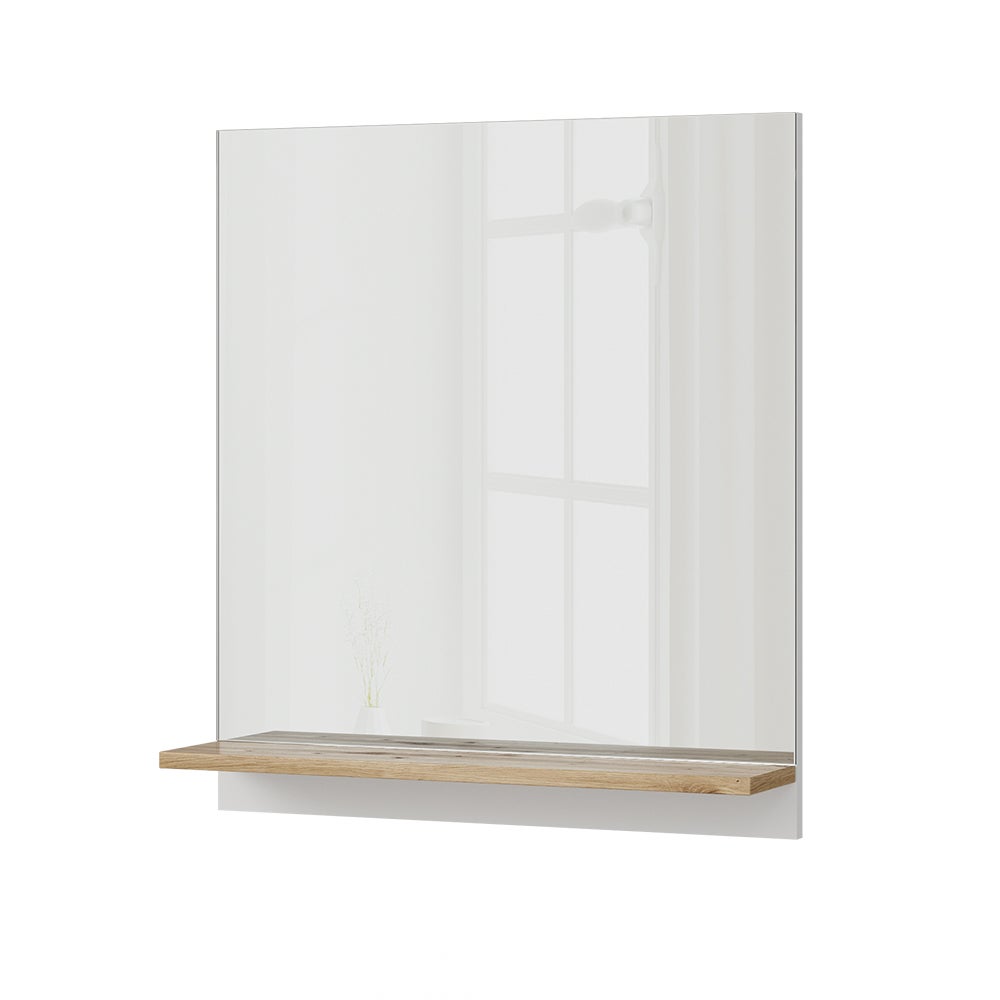Specchio Bagno 80x60 Cm Cornice Ripiano Illuminato | Kamalu - Foto 7