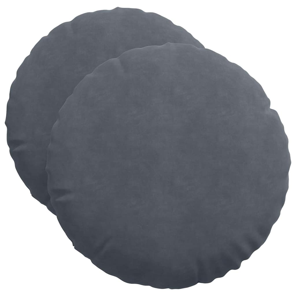 Cojines de asiento, 2 unidades, gris oscuro, Ø 40 x 13 cm, terciopelo - 2
