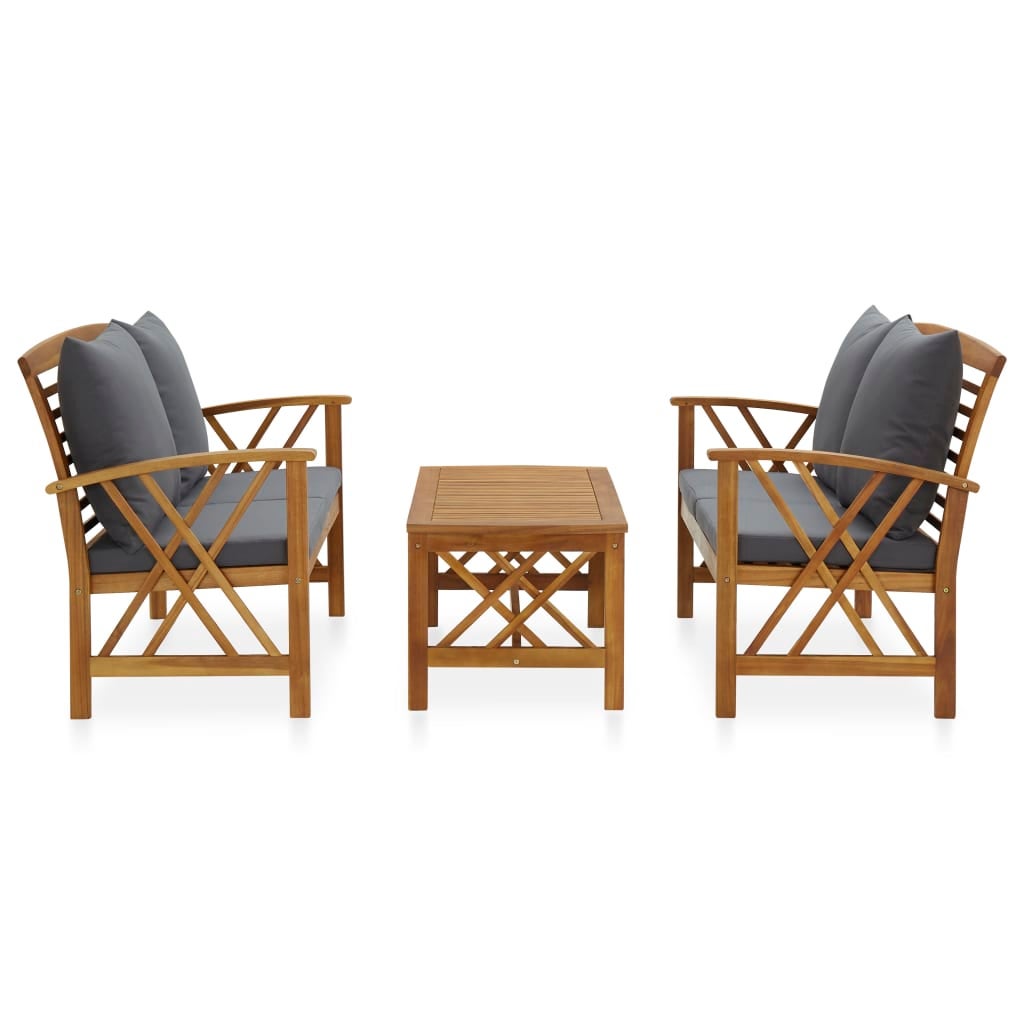 Maison Exclusive - Salon de jardin 3 pcs avec coussins Bois d'acacia massif - 2